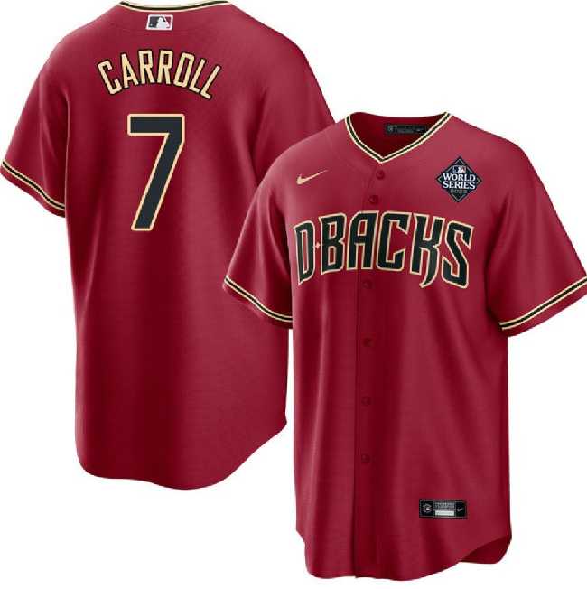 Mens Arizona Diamondbacks #7 Corbin Carroll Red 2023 World Series Cool Base Stitched Jersey Dzhi->arizona diamondbacks->MLB Jersey